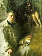 Anders Zorn sjalvportratt med modell Germany oil painting artist